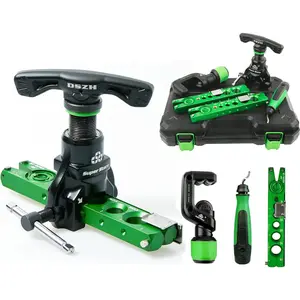 Tool Kit 1/4in - 3/4in Single Flare HVAC 45° Eccentric Type with Pipe Cutter for Copper Pipe 5 in 1 Kit Smooth Operation Precise Locating Metric & Inch Clamps for R410a