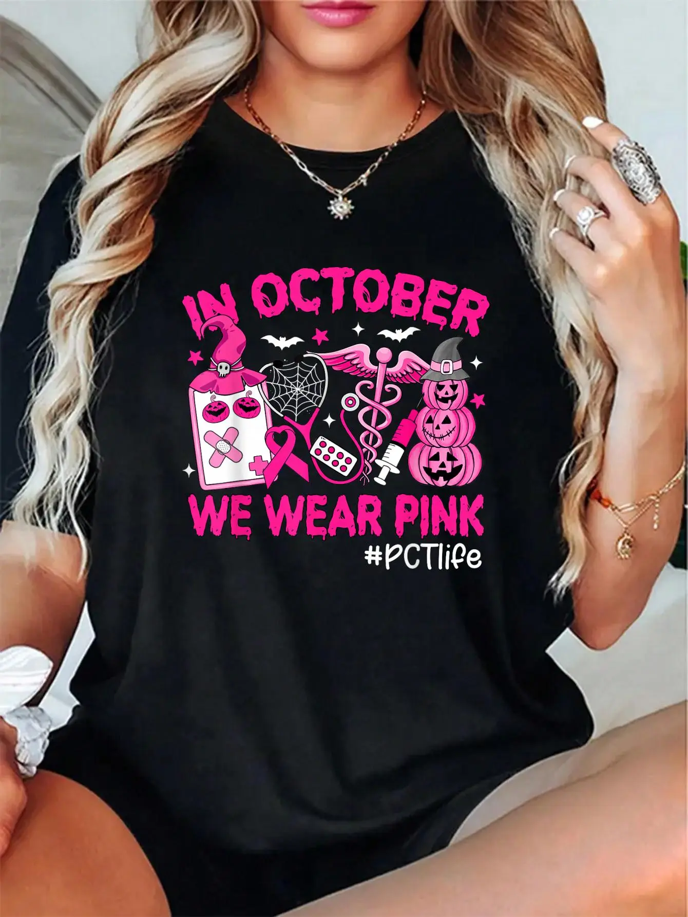 Women's Soft 100% Cotton T-Shirt with PCT Life Graphic - Casual Style and Relaxed Fit, Breathable Top for Everyday All-Season Wear