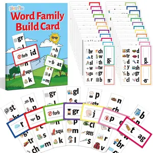 GISGFIM 48 Word Families Activity Word Builder ABC Vocabulary Flashcards Kindergarten Sight Phonics Flash Card Learn to Read Phonics Read and Rhyme Activity Matching study Letter 2 per Sheet