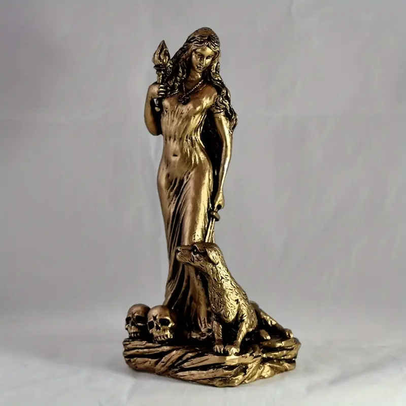 Hekate Golden Magic Witch Goddess Resin Figure - 3D Resin Statues, Freestanding Outdoors Decor, Altar Ornament, Home Decor Accent, Resin Figures, 3D Decor