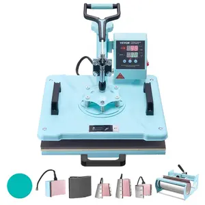 VEVOR Heat Press Machine, 12x 15 inch, 8 in 1 Heat Transfer Machine with 6-30 oz Tumbler Press, 360 Swing Away T-Shirt Pressing, Digital Precise Control, for T-Shirts/Mugs/Hats/Plates, Green