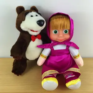 Classic Early Childhood Education Children Cartoon Anime Peripheral Doll Masa Girl and Bear Bear Plush Toy with Music Toy
