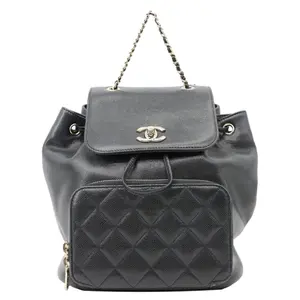 Pre-owned CHANEL Caviar Quilted Leather Backpacks Business Affinity Caviar Quilted Backpack Black
