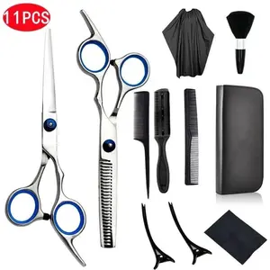Professional Stainless Steel Handle Hair Cutting Thinning Scissors Barber Shears Kit, Hairdressing Salon Haircare Set with Comb, Storage & Brush, Ideal Gift for Adult Hair Stylists