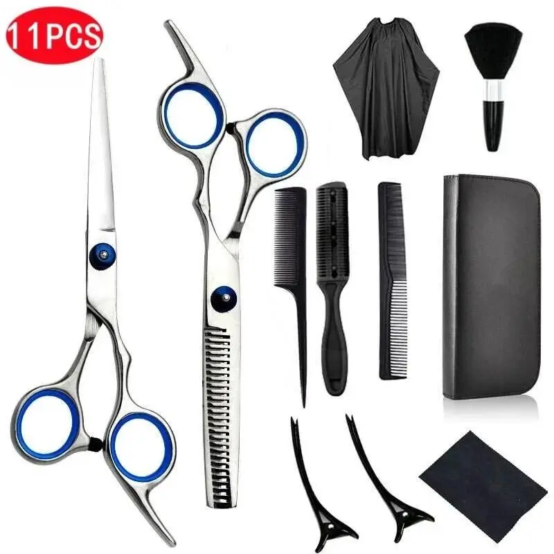10-Piece Hair Cutting Scissors Kit with Thinning Shears, Professional Stainless Steel Barber Set for Men & Women, Home Haircut Tools, Father's Day Gifts