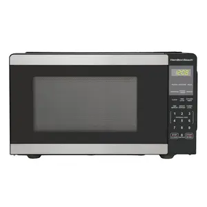 Hamilton Beach 0.9 Cu ft Countertop Microwave Oven, 900 Watts, Black Stainless Steel, New