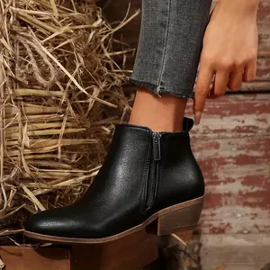 In The Autumn And Winter of 2025, Chunky-Heeled Ankle Boots Featuring a Pointed Design And Side Zipper Will Comfortable And Suitable Those Who Prefer a Bare-Boot Look, Catering to The New Trends in European And Plus-Size Fashion.