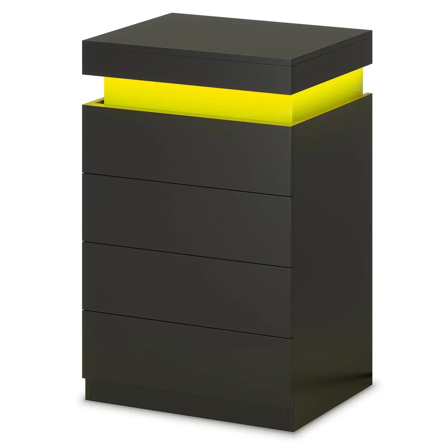 Sikaic Nightstand with Sliding Top and 4 Drawers, Black Bedside Table with Hidden Storage and Modern Design for Bedroom Furniture