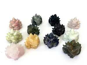 Nine-tailed fox sculptures made of different types of crystal materials