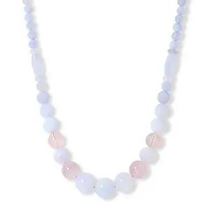 Mine Finds by Jay King Blue Chalcedony & Rose Quartz Bead Necklace