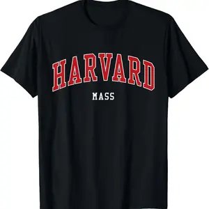 Harvard Massachusetts College University Style T-Shirt Crewneck Menswear