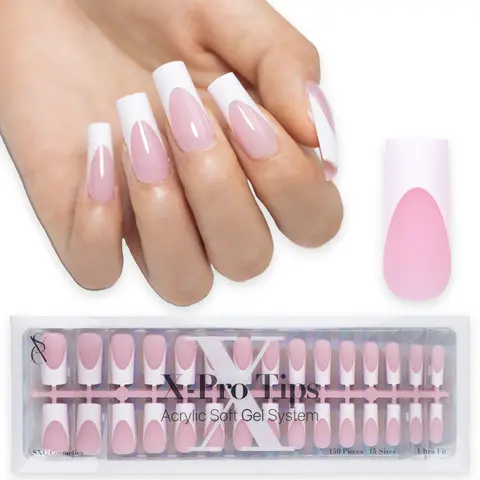 SXC Cosmetics X-Pro Tips - 150/160 Nail Tips ONLY, French Tip Press On Nails, 15/16 Sizes Ultra Fit, Nail Art DIY Press On Nails