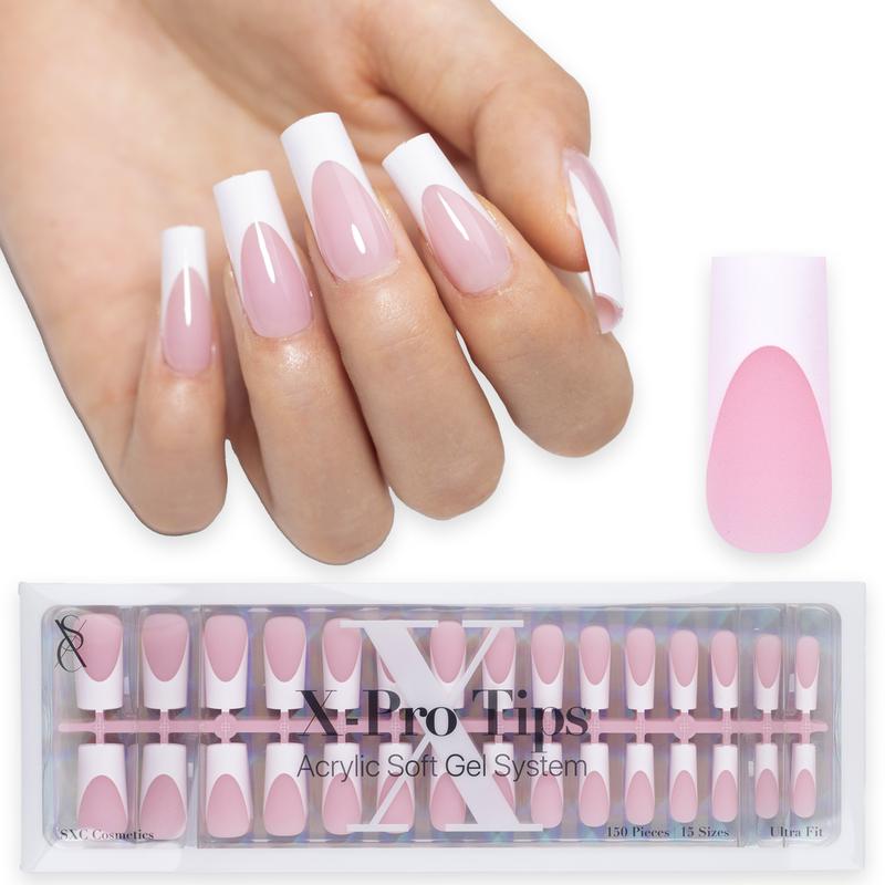 SXC Cosmetics X-Pro Tips - 150/160 Nail Tips ONLY, French Tip Press On Nails, 15/16 Sizes Ultra Fit, Nail Art DIY Press On Nails