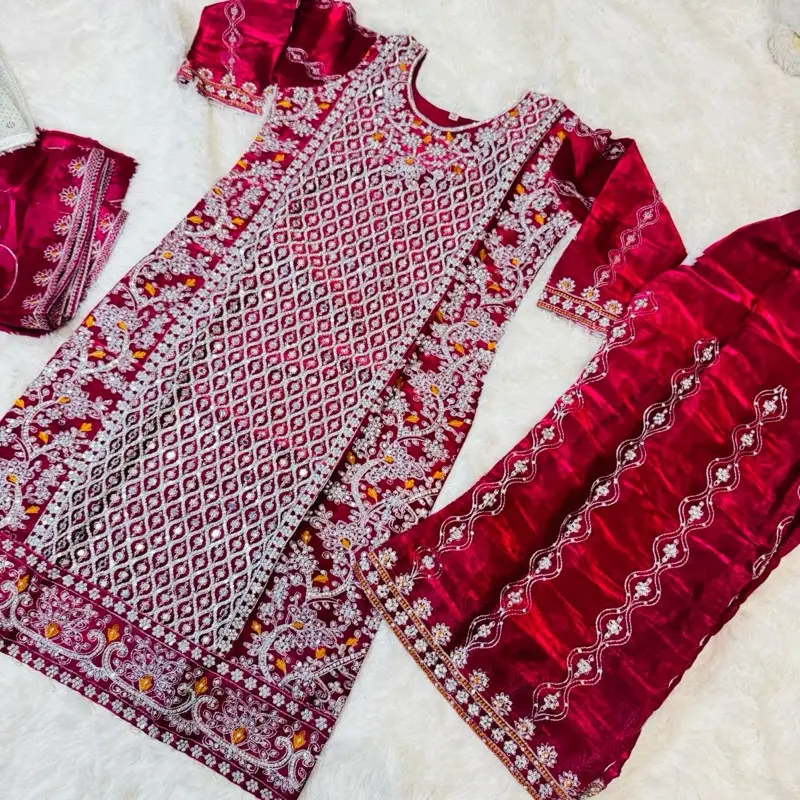 Pakistani dress stone work all over with Plazo pants and dupatta