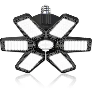 LED Garage Light 1 Pack - 180W 18000LM Garage Lights Ceiling Led with 6 Adjustable Panels, 6500K Daylight Deformable Lighting Screw In E26 E27 Bulb Socket, for Shop Workshop Barn Basement Attic