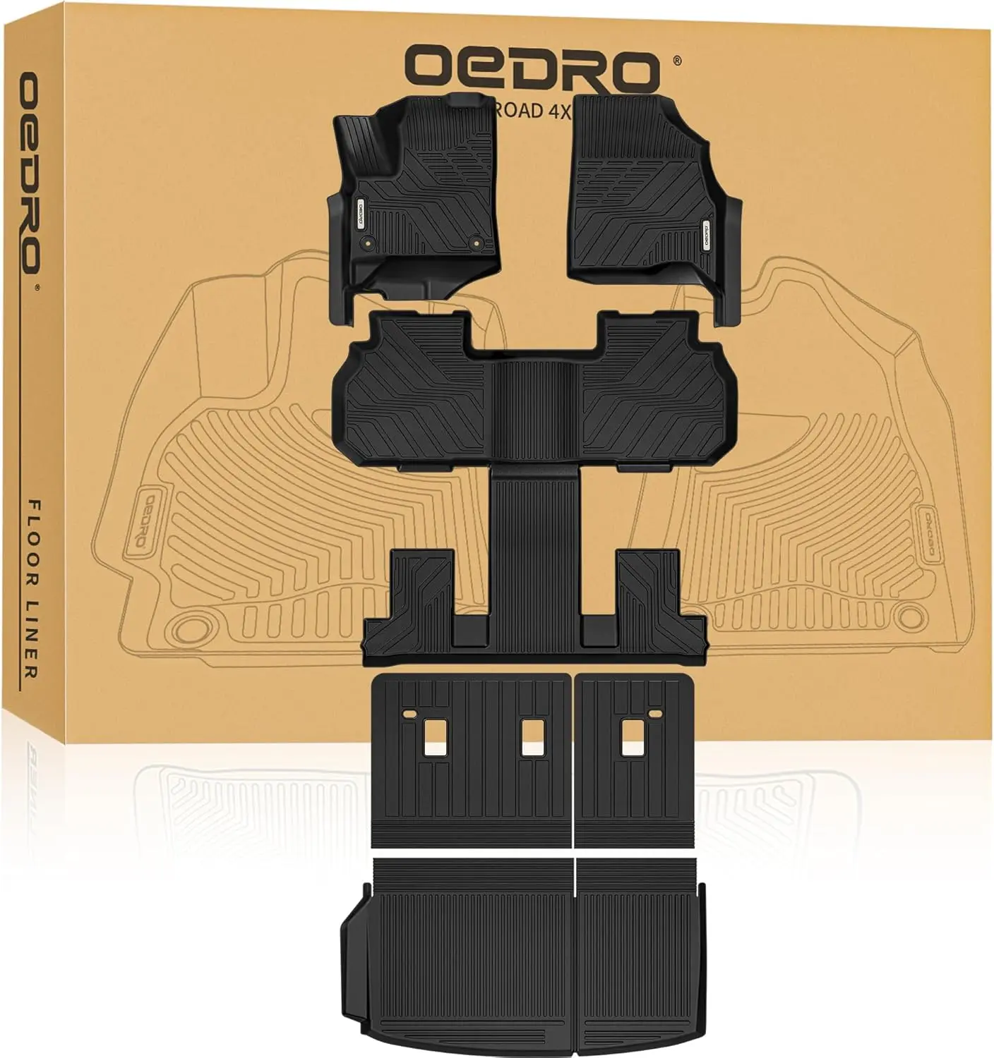 OEDRO TPE Floor Mats fits 2024 Chevrolet Traverse LT 7 seats, All Weather, Waterproof