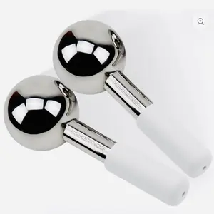 modal Ice Globes for Facials | Unbreakable Steel Cooling Roller | Cryo Sticks for Face | Massager for Face Neck &amp; Eyes | Skin Care for Dark Circles, Puffiness, Wrinkles, Collagen Production (White) Ice Globes for Facials | Unbreakable Steel Cooling Ro