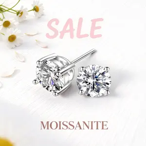 Valentine's Moissanite Stud Earrings - S925 Silver Hypoallergenic Gift Diamond Sparkle Elegant Minimalist