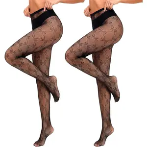 2 Pcs Black Lace Tights - Patterned Fishnet Stockings - High Waist Lace Tights for Women Pantyhose Stretchable Slim Fit