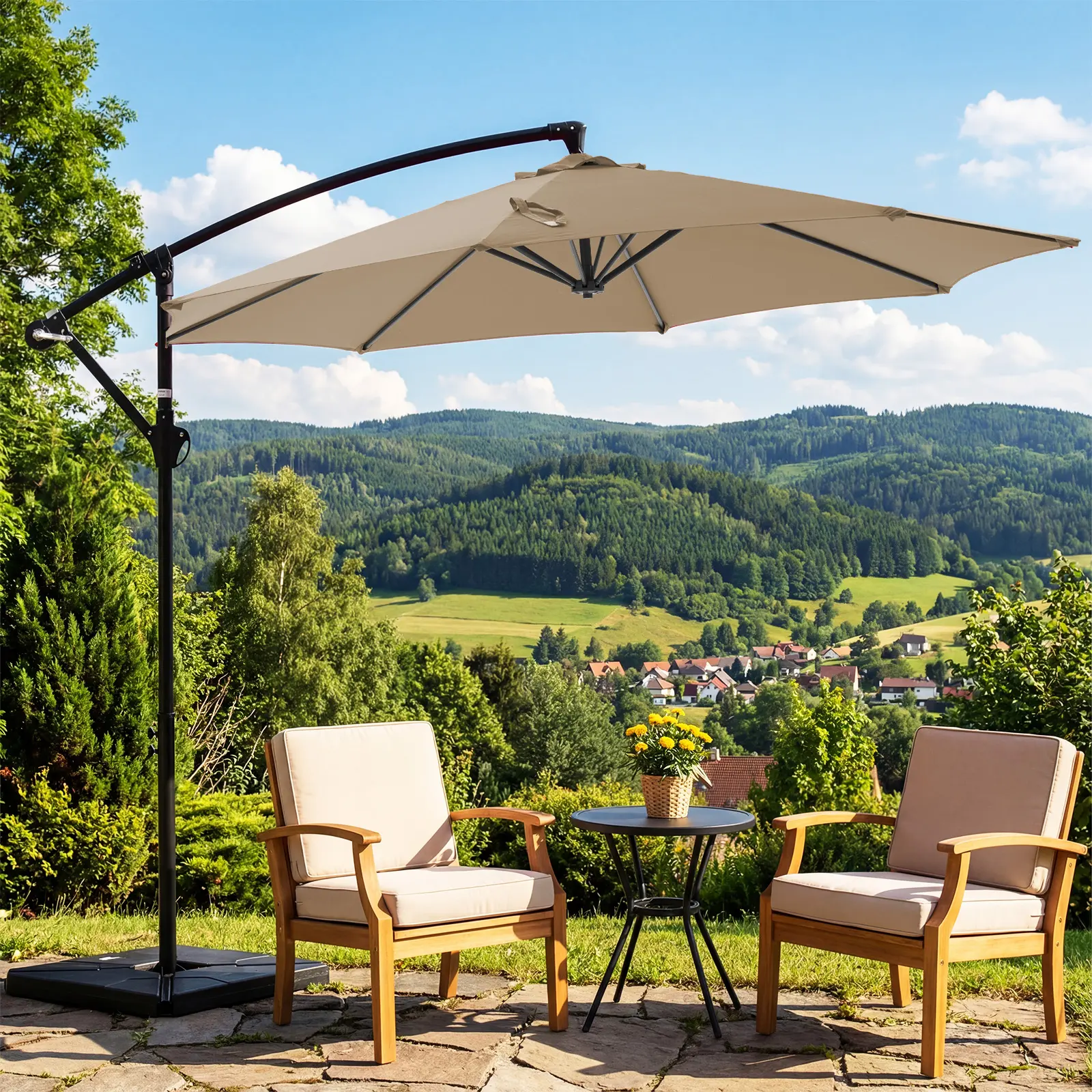 10ft Offset Patio Umbrella (Offset Patio Parasol) , Sunshade Polyester  Canopy, Easy Tilt & Crank, Adjustable Shade for Garden, Backyard,summerwins  - TikTok Shop