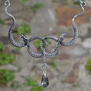 Vintage Creative Double Snake  Gothic Pendant  Snake Women's Fashion  Entwined Snake  devil necklace Oversize Gold Plated men
