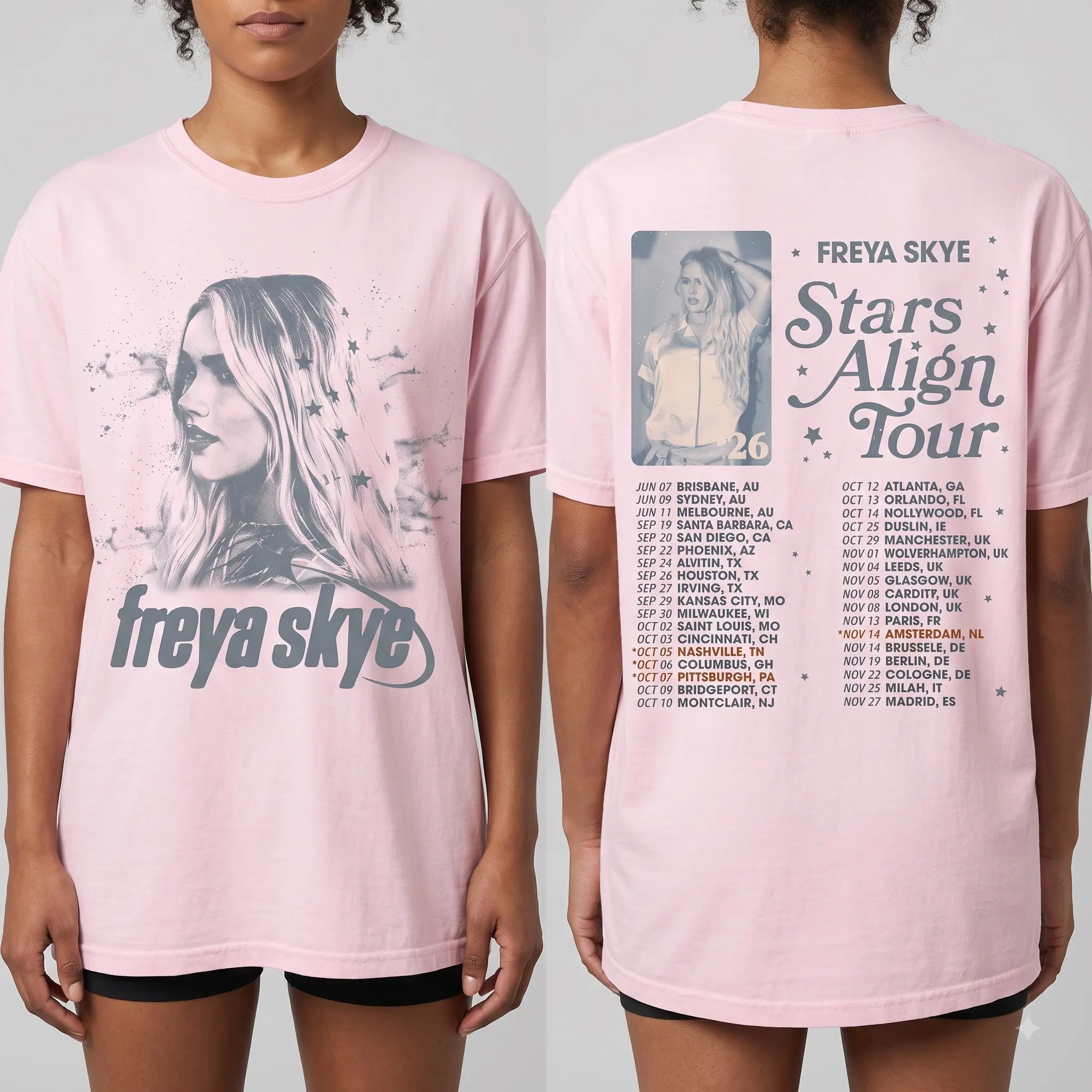 Zombies 4 Nova Bright Shirt, Freya Skye Silent Treatment Tee, Stars Align Tour 2026 Shirt, Festival Graphic Tee