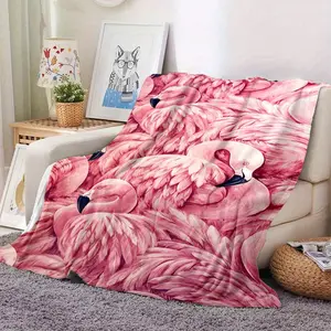 This Single Pink Flamingo Patterned Blanket Is Chic, Cozy, And Provides Warmth - Ideal for Sofas, Workplaces, Beds, Outdoor Activities, And Travel - a Great Gift Suitable for Any Time of The Year Warm nap Blanket