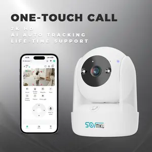 2k AI Tracking Security Camera for Home,Pet Camera Indoor, Baby Monitor,360° View Pan/Tilt Surveillance Camera, Two Way Audio,Night Vision,Easy to Setup,Audible Alarm,2.4GHz Wi-Fi,SD Slot