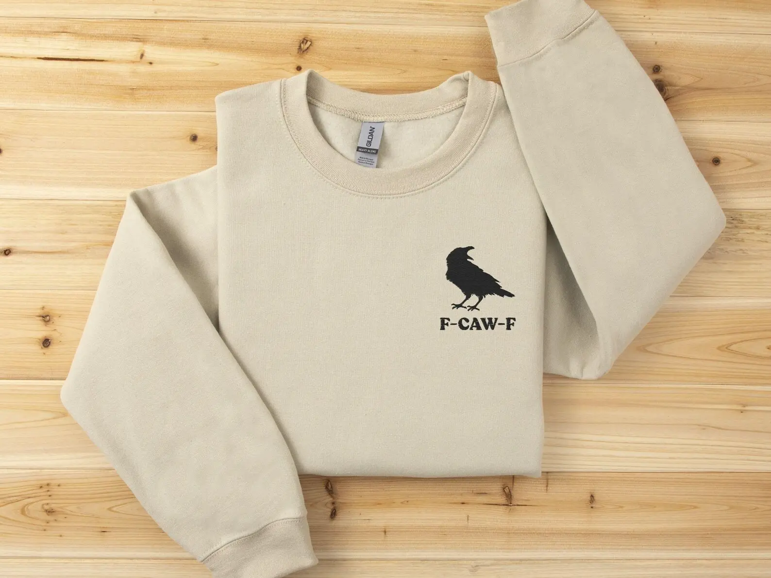 F-Caw-F Embroidery Hoodie, Funny Gothic Raven Crow Sweatshirt, FcawF Bird Embroidery, Dark Gothic Embroidered Hoodie, Unique Raven Bird Lover Gift