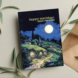 Lord of the Rings Birthday Card The Shire, Funny Gollum Gift