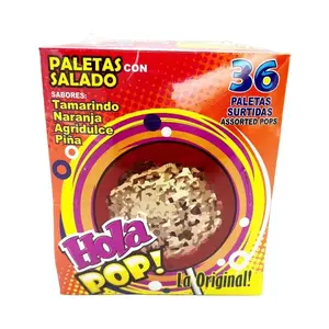 Hola Pop Saladito Hard Mexican Candy Lollipop (36 Count) Sweet Snack Natural Flavor, Dulces Mexicanos