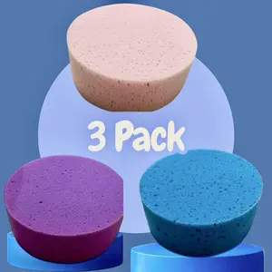 Large Round Shape Sponges, 3-Pack Scrubber for ASMR, Multi-Surface Cleaning Home Care Supplies