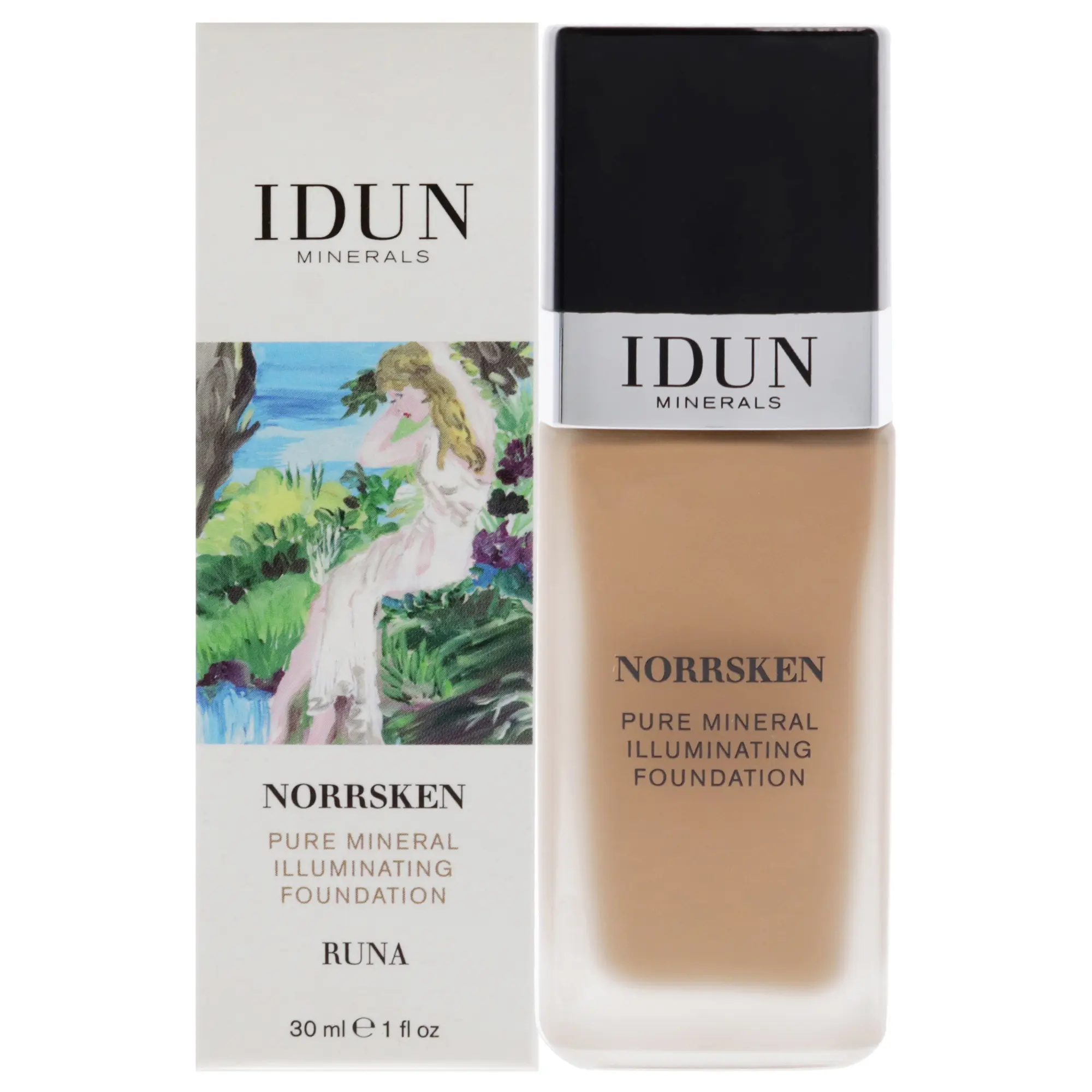 IDUN Minerals Norrsken Foundation - Longwear Liquid Foundation With Poreless, Luminous Coverage - Dewey, Glowing Finish - Vegan, Cruelty Free, and Silicone Free Makeup - 220 Runa - 1 oz