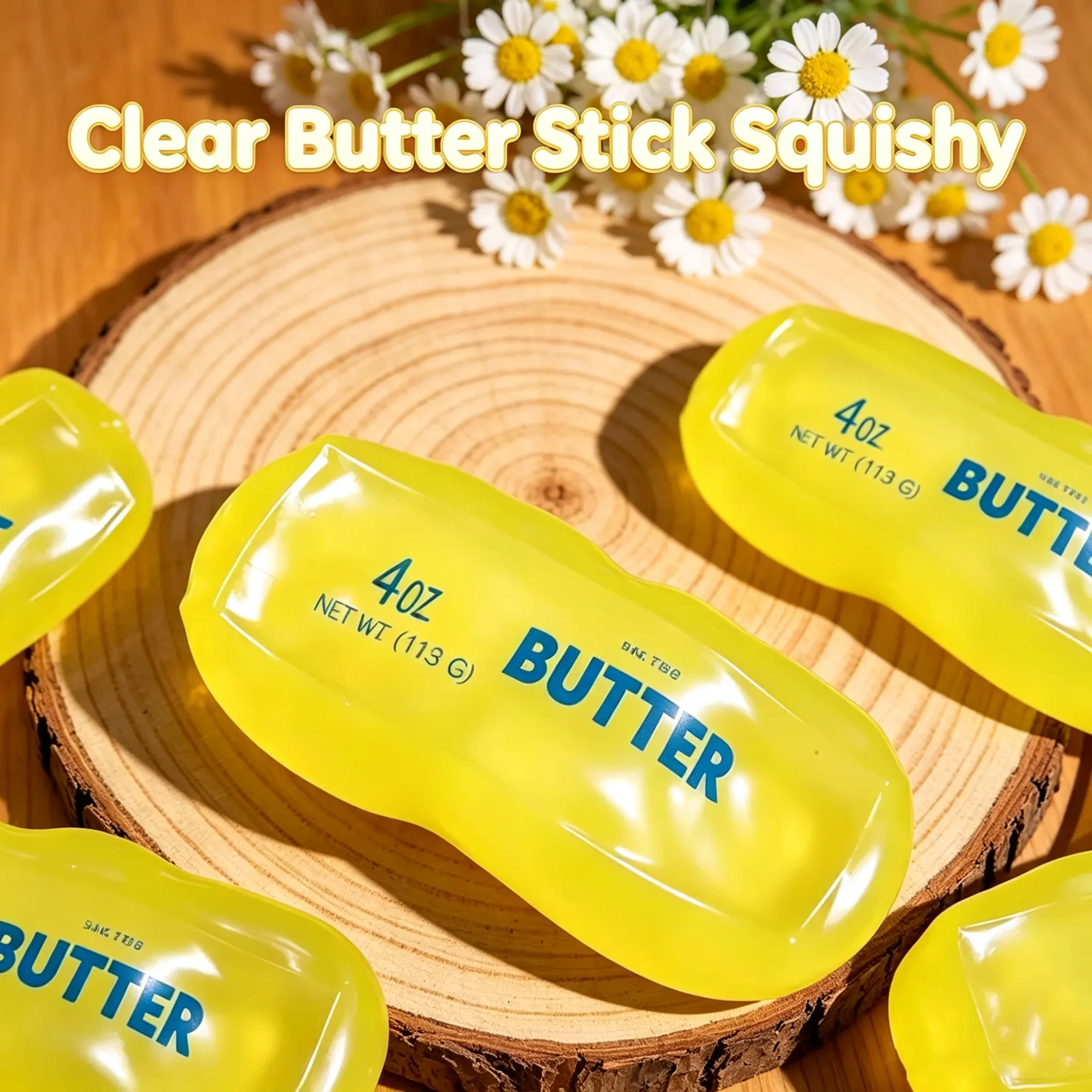 Long Block Butter Squishy Toy, Yellow Moldable Squeeze Fidget Toy for Play & Relaxation, Non-rebound Soft Squishy with Dual Texture (Non-rebound & Slow Rising), Viral Glutinous ASMR Stress Relief Gift