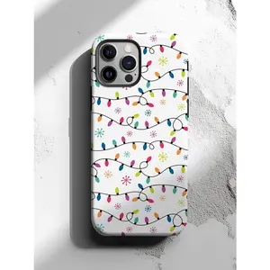 Christmas Lights Phone Case, MagSafe Compatible, Christmas Case, Colorful Snowflakes, Magnetic iPhone 17 Air, Christmas Lights Festive Cases