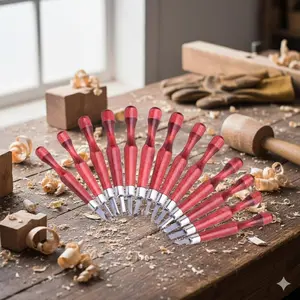 High Carbon Steel Wood Carving Chisel Set: Anti-Slip Grip, Multi-Purpose Precision Tools for Wood Art, Resin Clay, Pumpkin & Fruit Sculpting. Industrial Anti-Rust, Durable 6pc/12pc Professional Carving Kit for Artists & craftsmen.