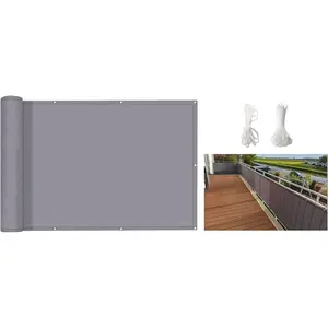 3ft x 10ft   Solid Non-See-Through  Fence Panel, Garden  Fence, Full  Protect for Balcony, Backyard,Porch, Railing and Pool, Light Gray