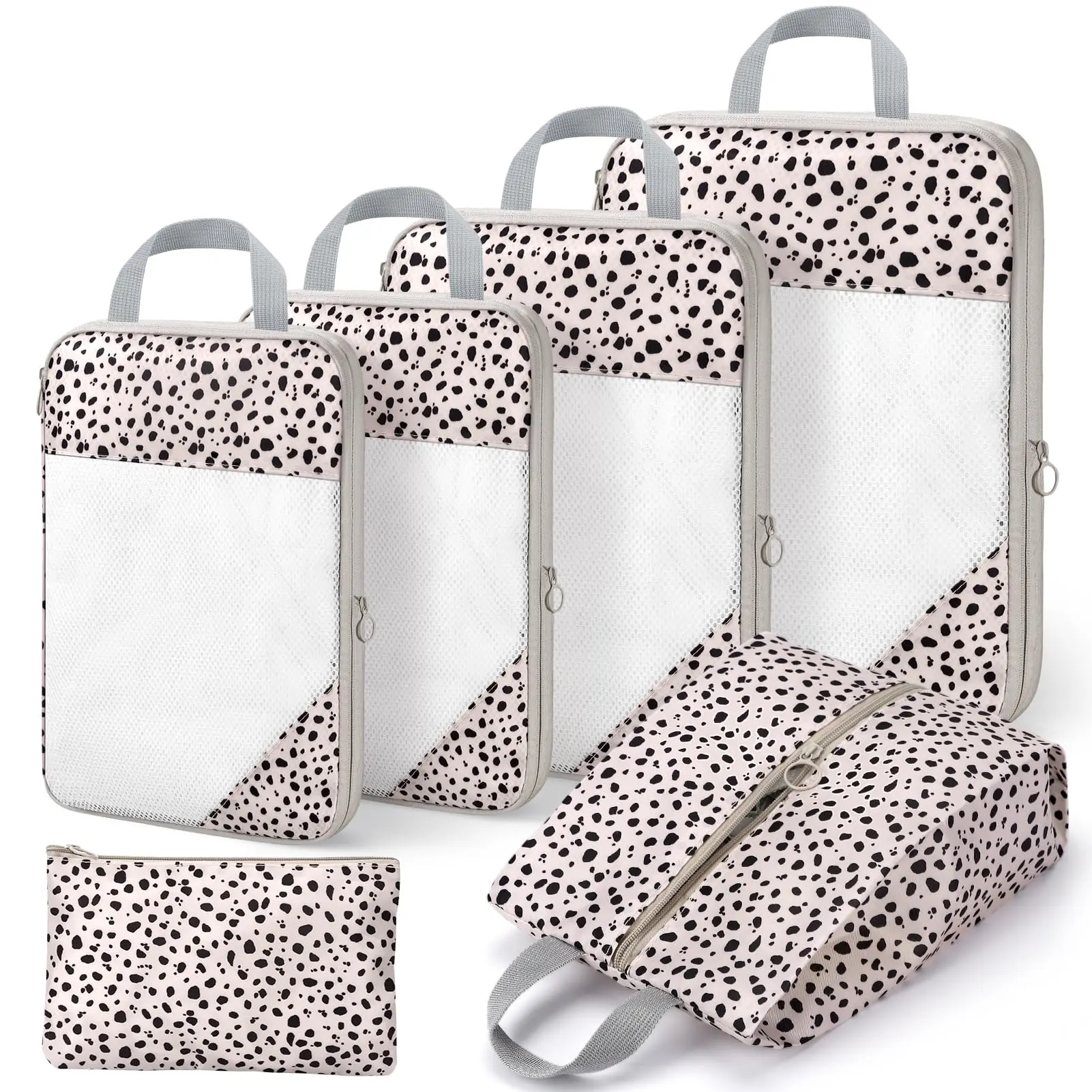 6/8 Set Compression Packing Cubes for Suitcases,Packing Cubes with Shoe Bag, Large Cosmetics Bag, Clothing Bag, Accessories Bags Packing Cubes for Travel Luggage Organizer Women Men