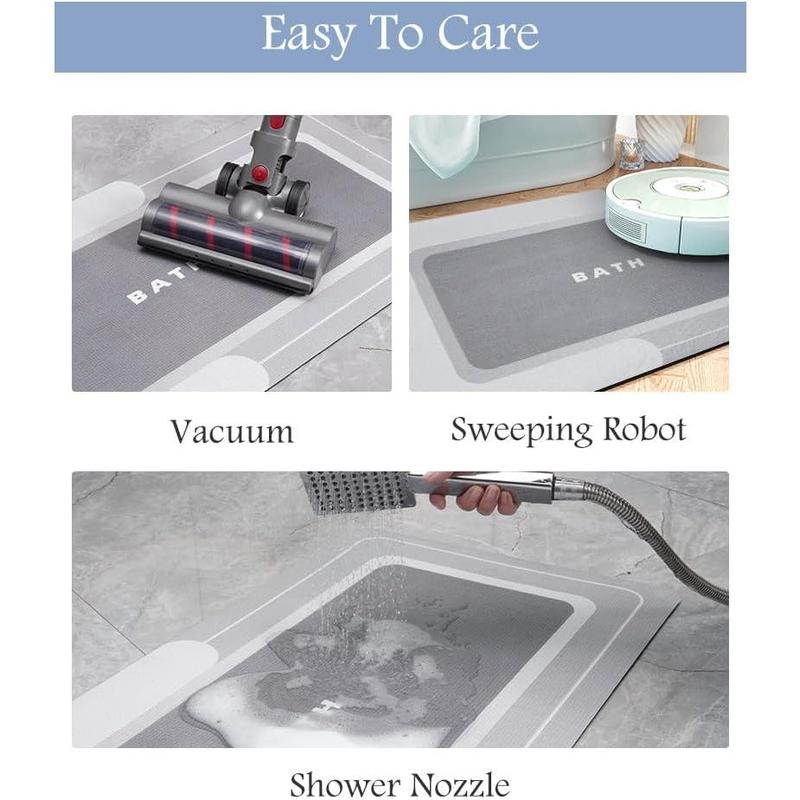 Bath Mat-Bathroom Mat Rug Non Slip Super Absorbent Stain Resistant Quick Dry Thin Bath Rug-Bath Mats for Bathroom Floor Bathtub Vanity-Bathmat Bath Rug Easy Care-17"x27" Grey