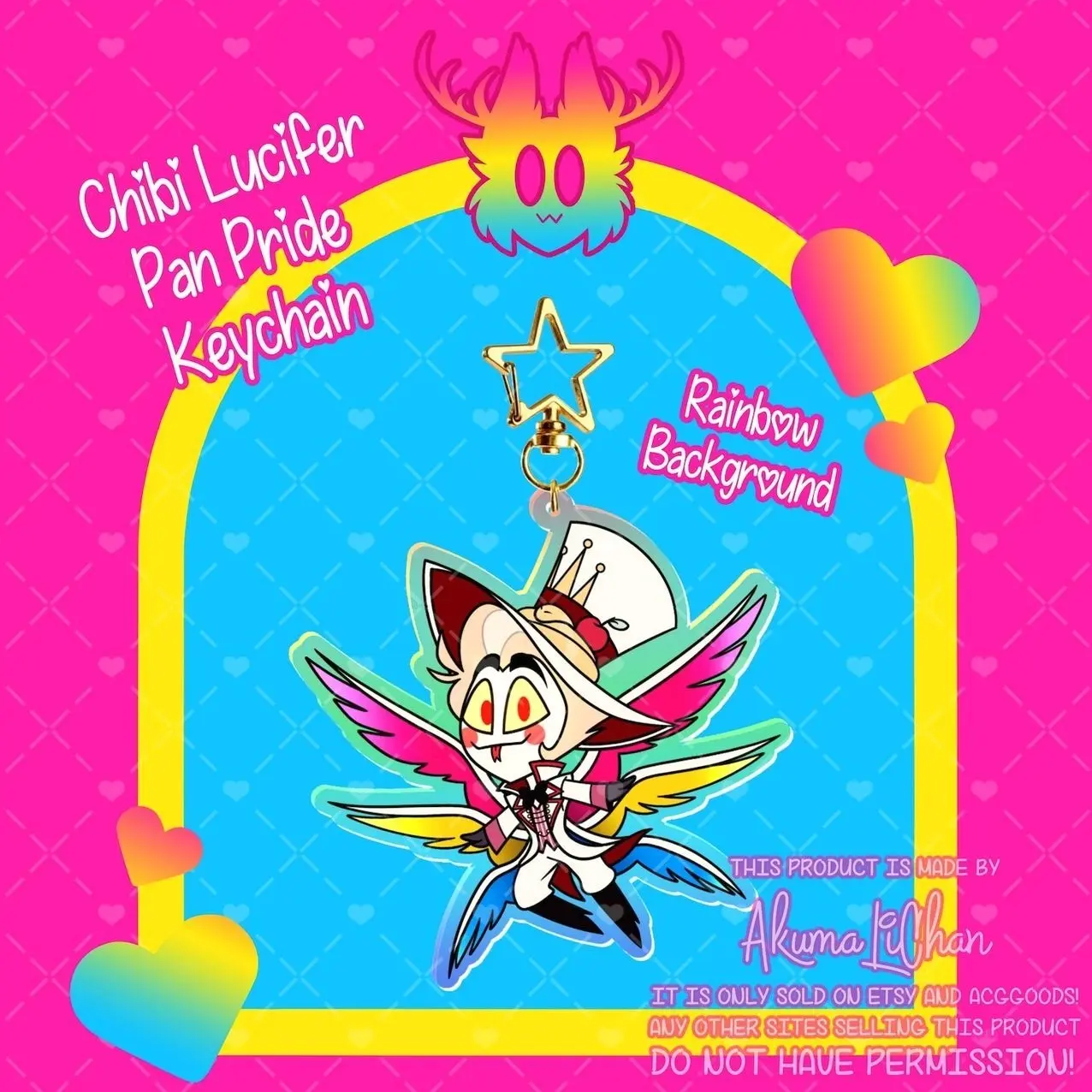 Chibi Lucifer Pan Pride Rainbow Keychain