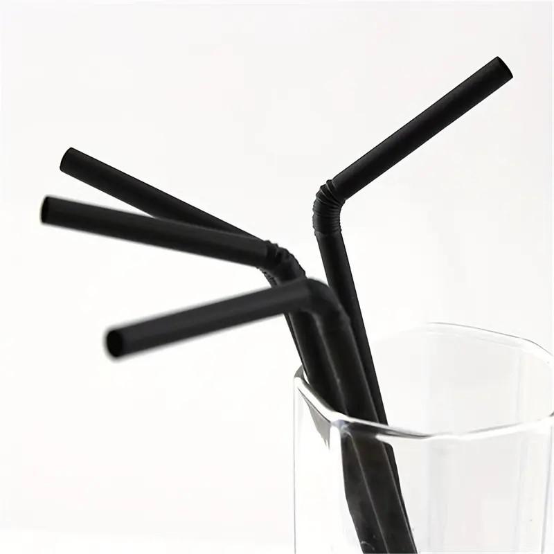 Disposable Straws, 100pcs Flexible Plastic Straws, Disposable Drinking Utensils for Home Kitchen Party Restaurant