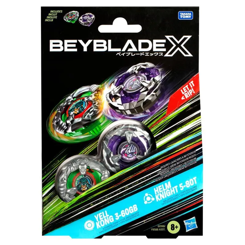 Hasbro Beyblade X Yell Kong 3-60GB and Helm Knight 5-80T Top Dual Pack Set