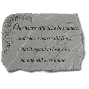 212 MAIN Garden Memorial Plaque - Kay Berry-Inc. 91820 "Our Hearts Still Ache" Design, 18x13 in Weatherproof Outdoor Decor, Outdoor Furniture Accessory