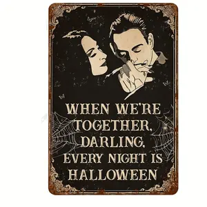 8x12 Inch Addams Family Poster - High-Quality Metal Tin Sign with Vintage Flair - Featuring Gomez and Morticia Addams, Perfect for Husband and Wife, Home Group Porch Decor, Bar Pub Retro Wall Decoration