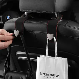 Car Seat Back Hidden Flip-Cover Hook — PU Leather Rear Seat Organizer for Small Items — Metal Alloy Hook