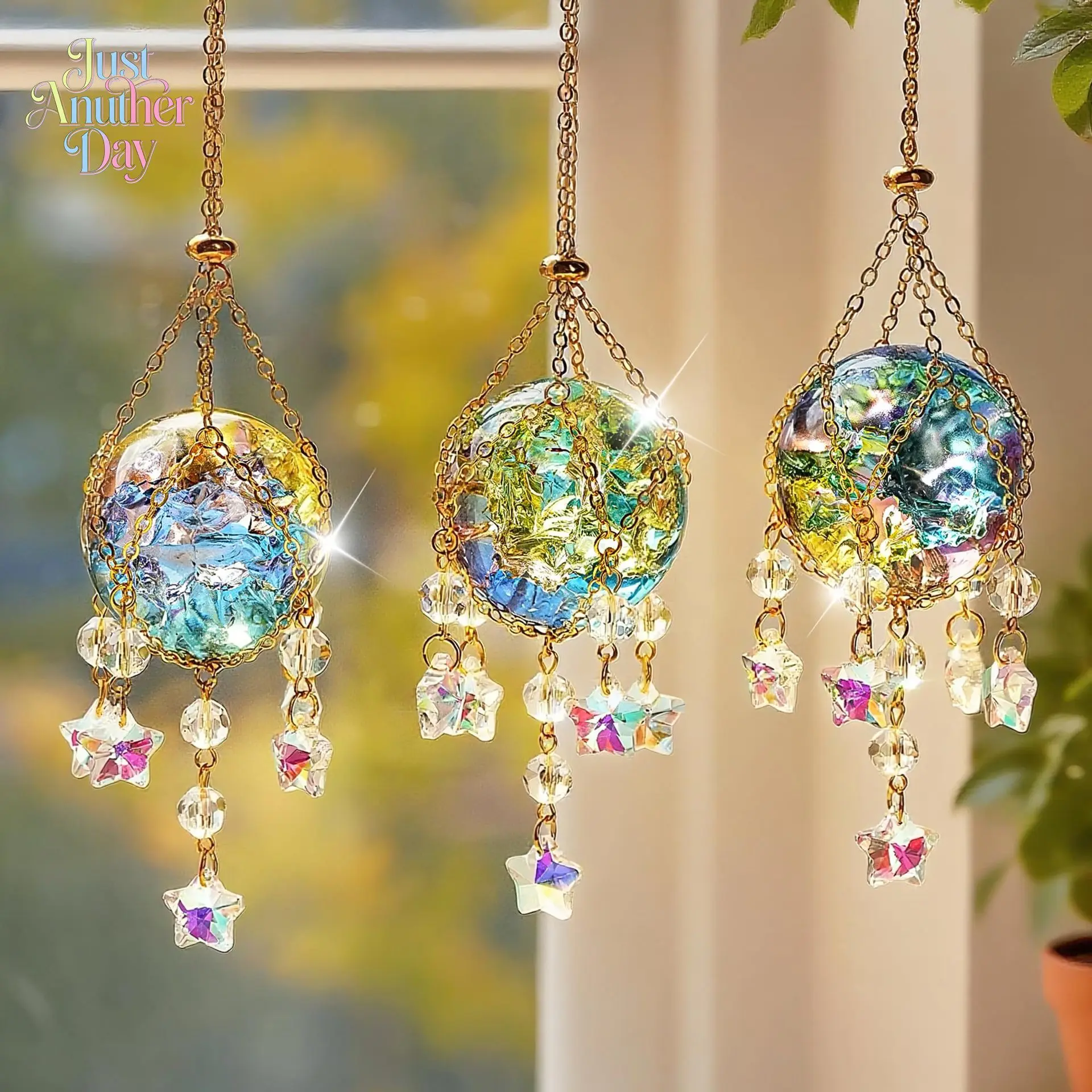 Crystal Suncatcher Wind Chime, Hanging Prism Crystal Ornament, Rainbow Maker Pendant for Home Window Decor & Room Aesthetics