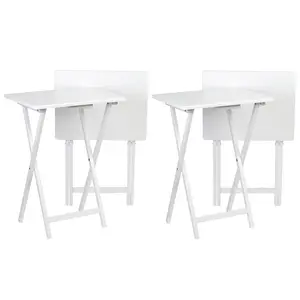PJ Wood Portable Folding TV Snack Tray Table Desk Stand, White (4 Piece Set)