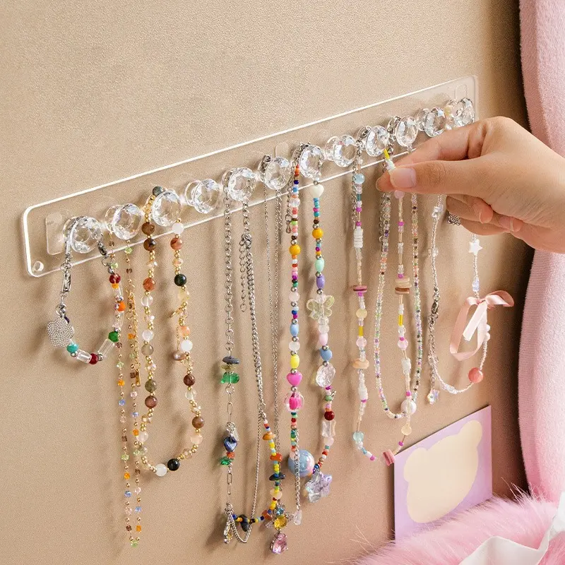 1/2 Piece Necklace Organizer Rack, 12 Hooks Jewelry Display Stand, Wall-Mounted Pendant Holder, Storage Solution for Necklaces and Bracelets