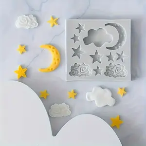 1pc, Moon Star Cloud Cake Decoration Mold Silicone Baking Mold - Create Stunning Moon, Star, and Cloud Candy Decorations for DIY Cakes and Baked Goods - Perfect Kitchen Gadget for Home Bakers and Pastry Chefs