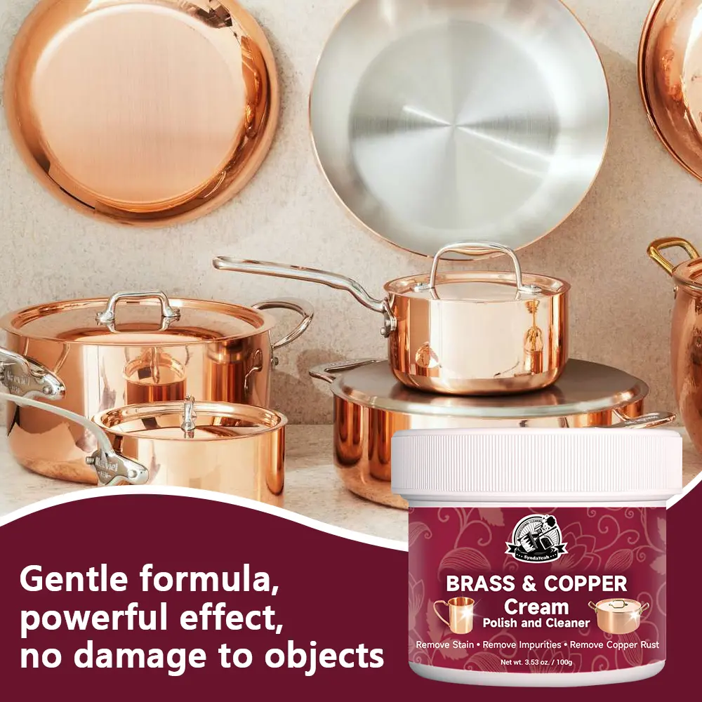 Copper Cleaning and Polishing Paste - Copper Polish for Removing Rust, Oxides, Water Stains, Surface Discoloration - Restores Bright Luster, Mirror Finish - Suitable for Cookware, Decorative Metal Surfaces